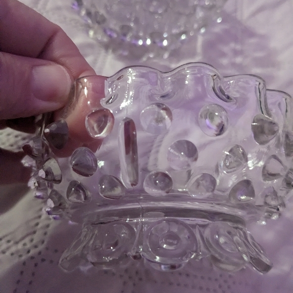 Vintage American Canton Glass Early American Pressed Glass Dewdrop Hobnail bowls - Picture 6 of 14